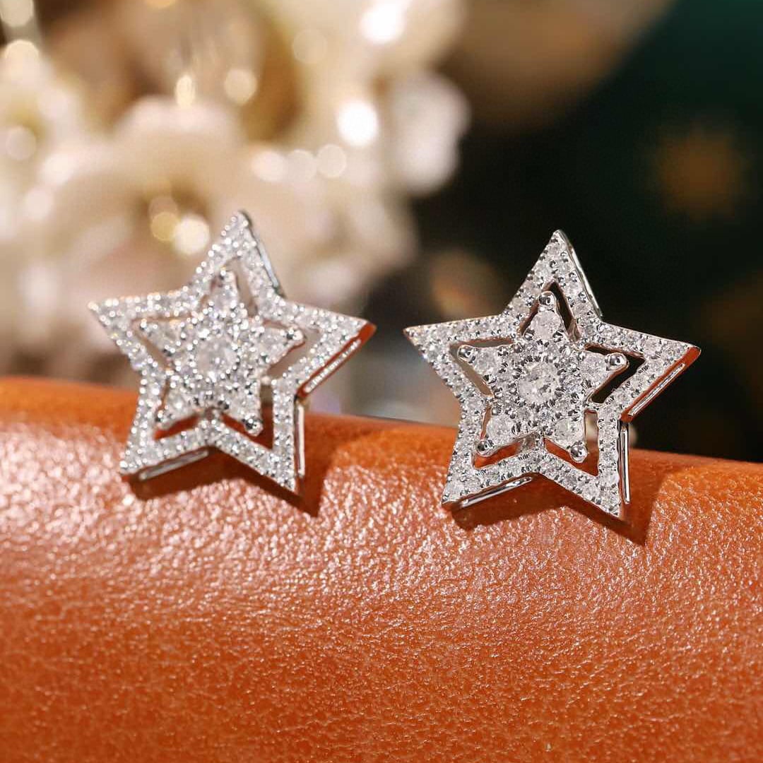 14k Gold 0.5 Ct Natural H Diamond Earrings - 2