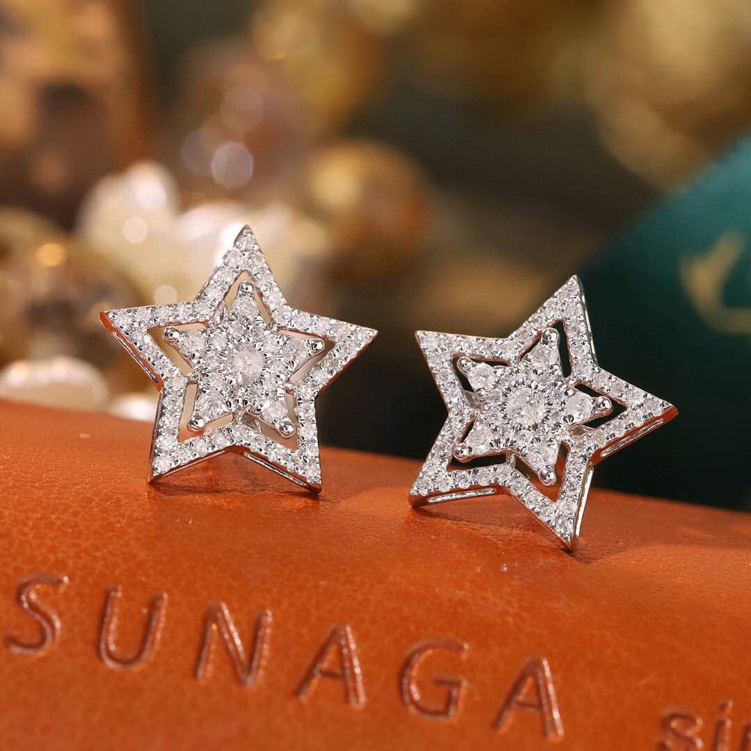 14k Gold 0.5 Ct Natural H Diamond Earrings - 3