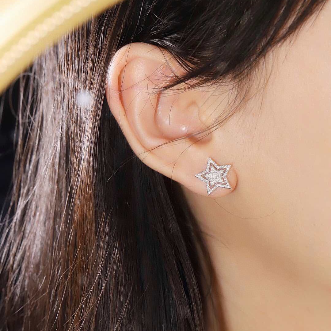14k Gold 0.5 Ct Natural H Diamond Earrings - 8