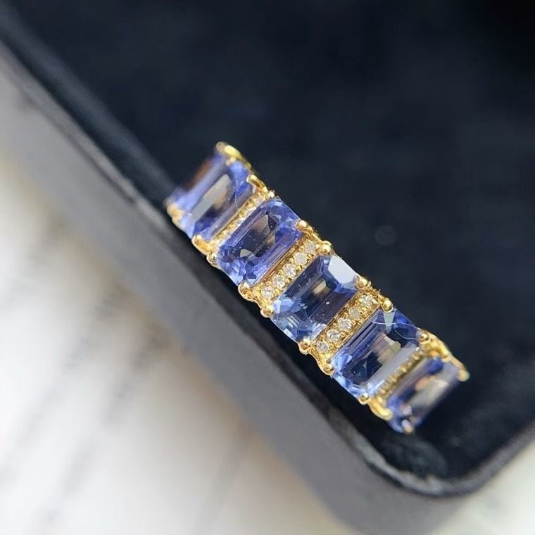 14k Gold 2.50 Ct Natural Sapphire & Diamond Ring - 5