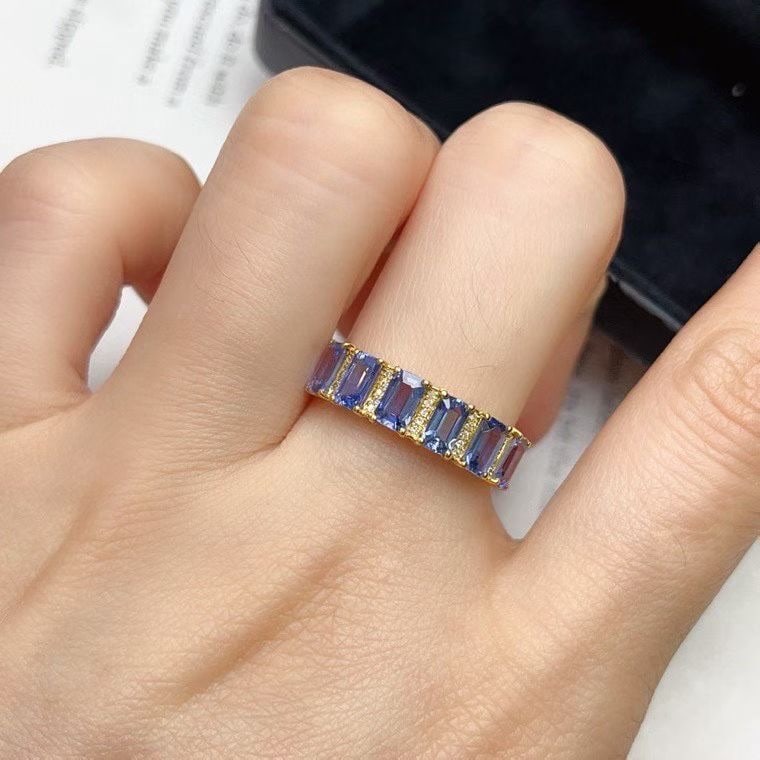 14k Gold 2.50 Ct Natural Sapphire & Diamond Ring - 6