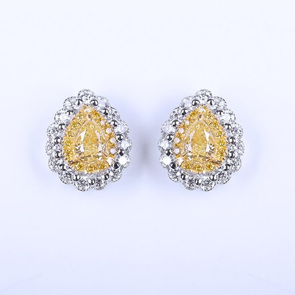 14k Gold 0.71 Ctw Natural Yellow Diamond & Diamond Earrings - 7