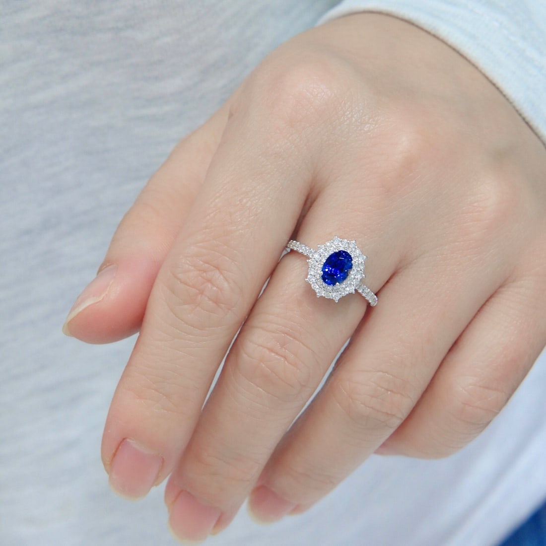 14k Gold 1.54 Ctw Natural Sapphire & Diamond Ring - 5