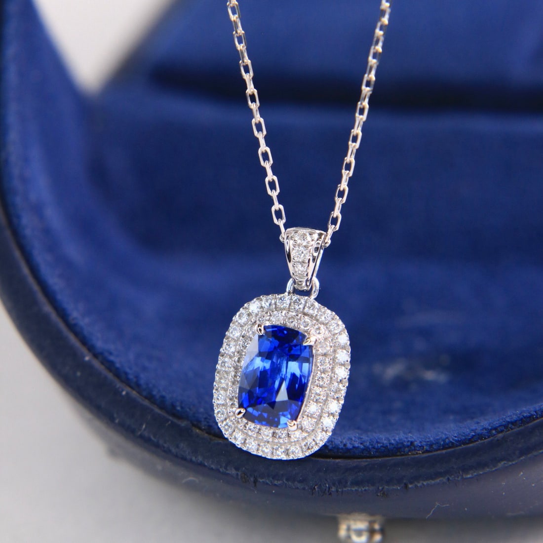 14k Gold 1.19 Ctw Natural Sapphire & Diamond Necklace - 3