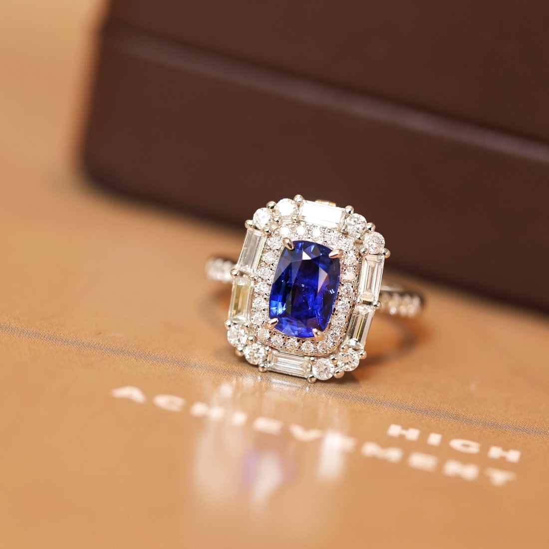 14k Gold 2.98 Ctw Vivid Blue Natural Sapphire & Diamond Ring/pendant( Without Chain ): Ref:231148212 // gold content:14k gold // ring size:7. 25us // // main gemstone:sapphire // shape:cushion // carat weight:1. 78ct // color:vivid blue // treatment:natural // // adjacent gemstone 2 :