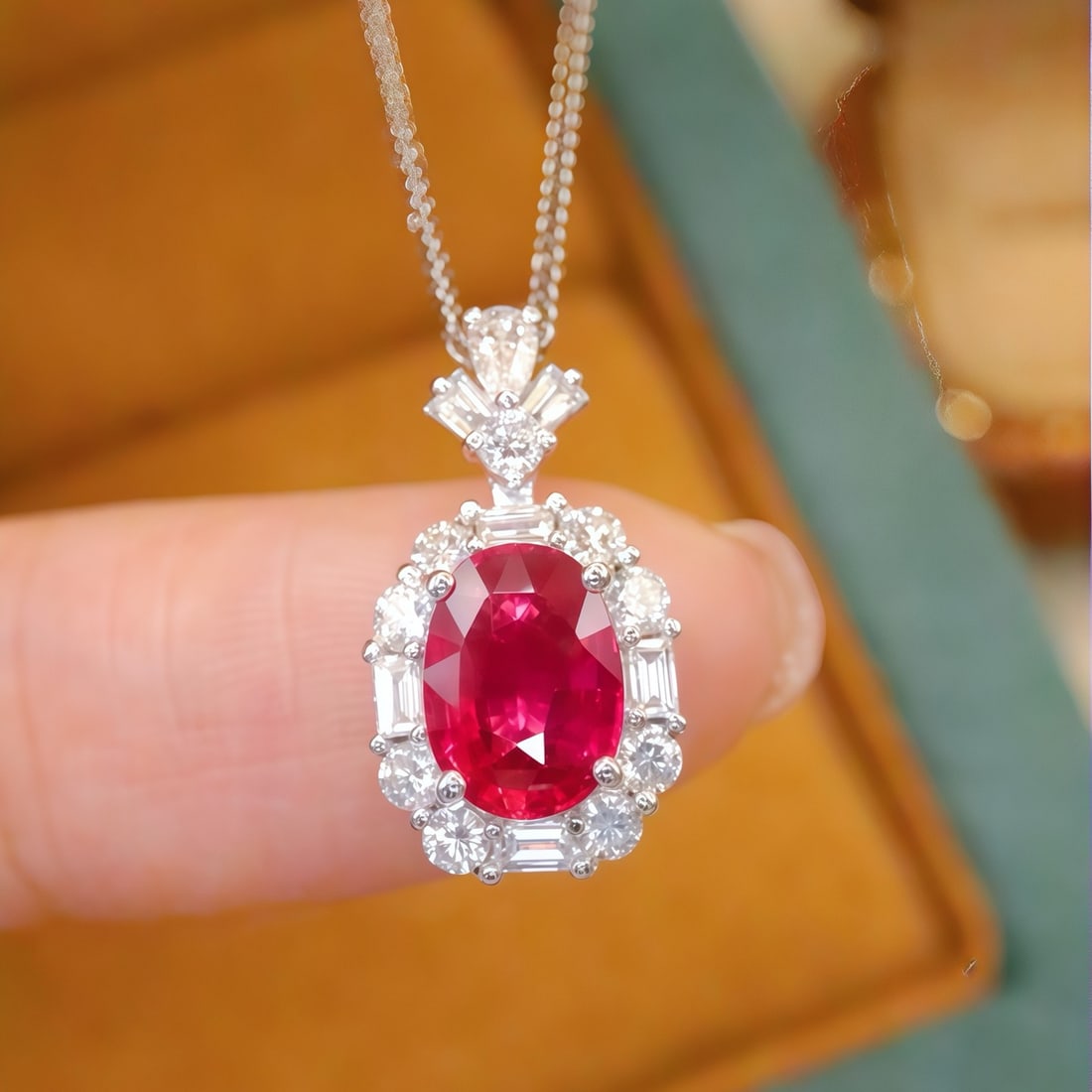 14k Gold 1.44 Ctw Natural Ruby & Diamond Pendant( Without Chain ): Ref:231148215 // gold content:14k gold // main gemstone:ruby // shape:oval // carat weight:1. 01ct // color:red // treatment:natural // // adjacent gemstone 2 : diamond // number of stones:16 // shape