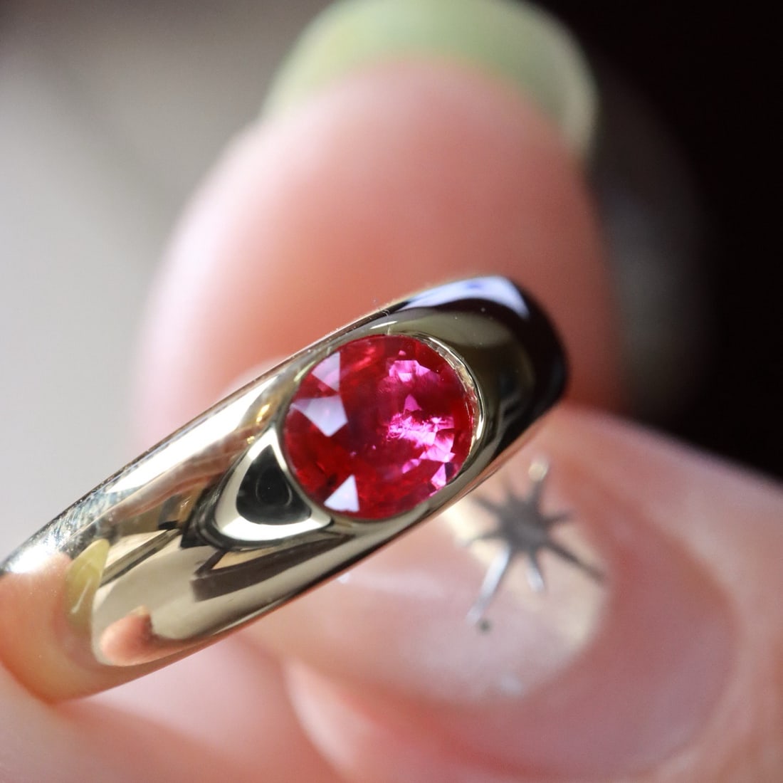 14k Gold 0.38 Ct Natural Ruby Ring - 3