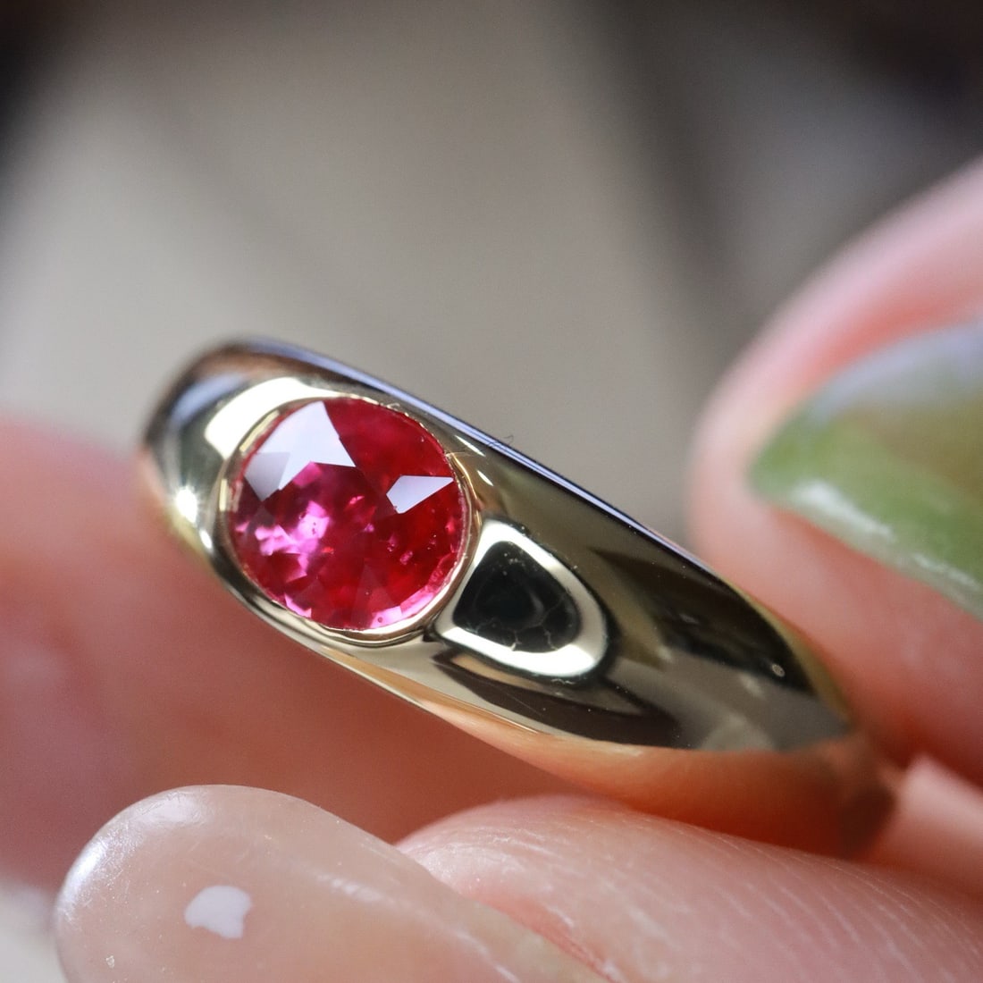 14k Gold 0.38 Ct Natural Ruby Ring - 4