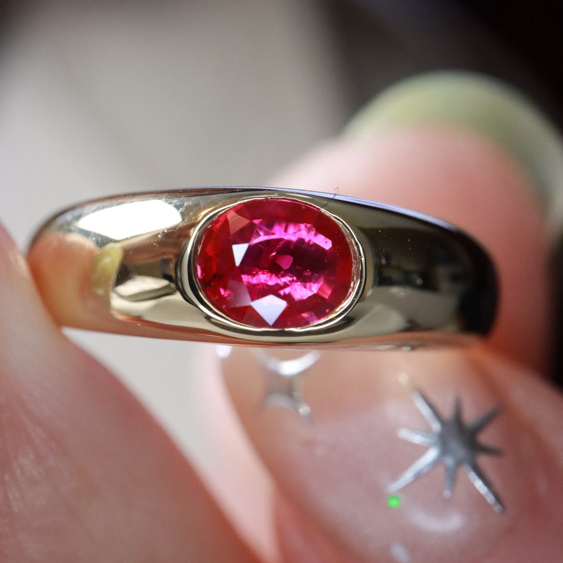 14k Gold 0.38 Ct Natural Ruby Ring - 5