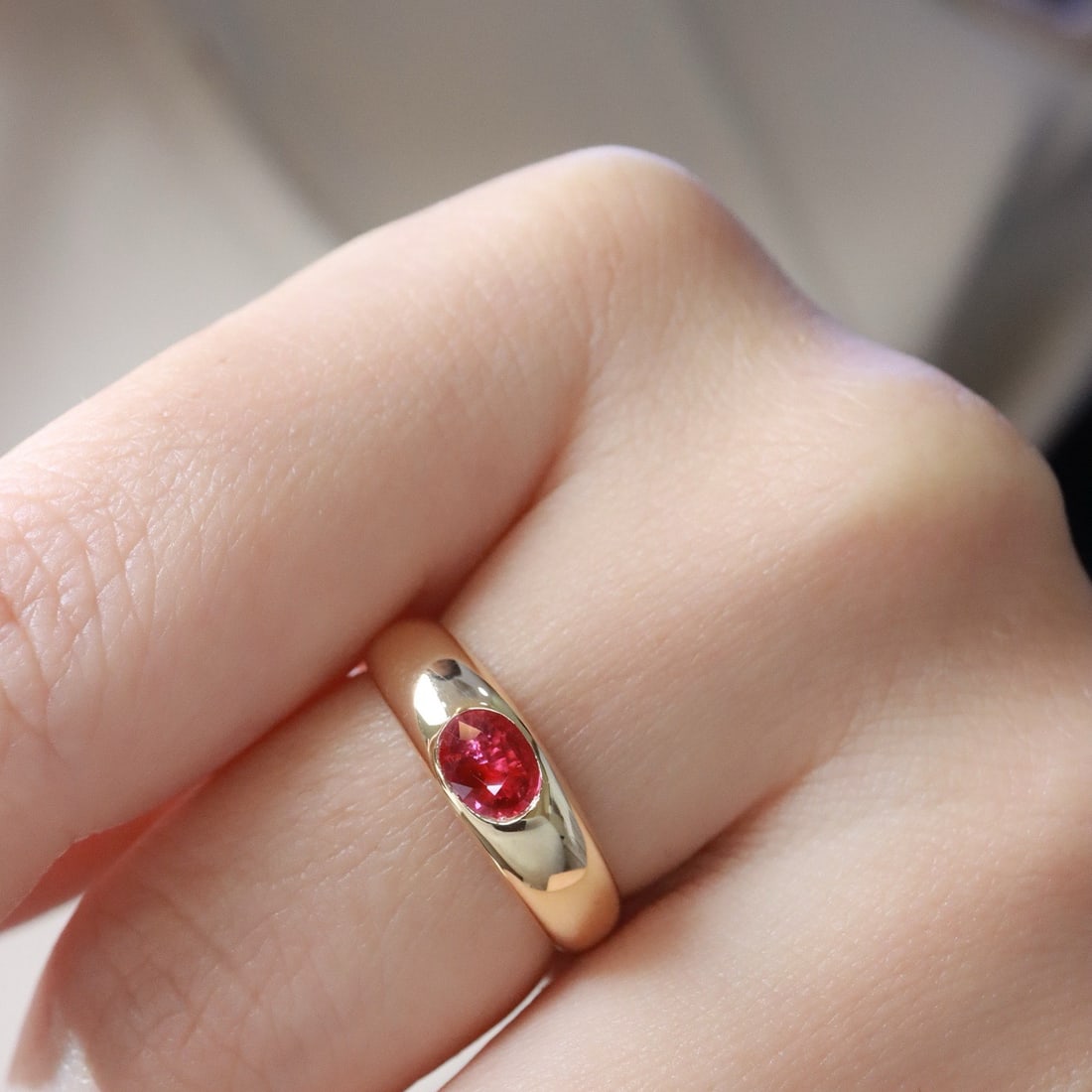 14k Gold 0.38 Ct Natural Ruby Ring - 6