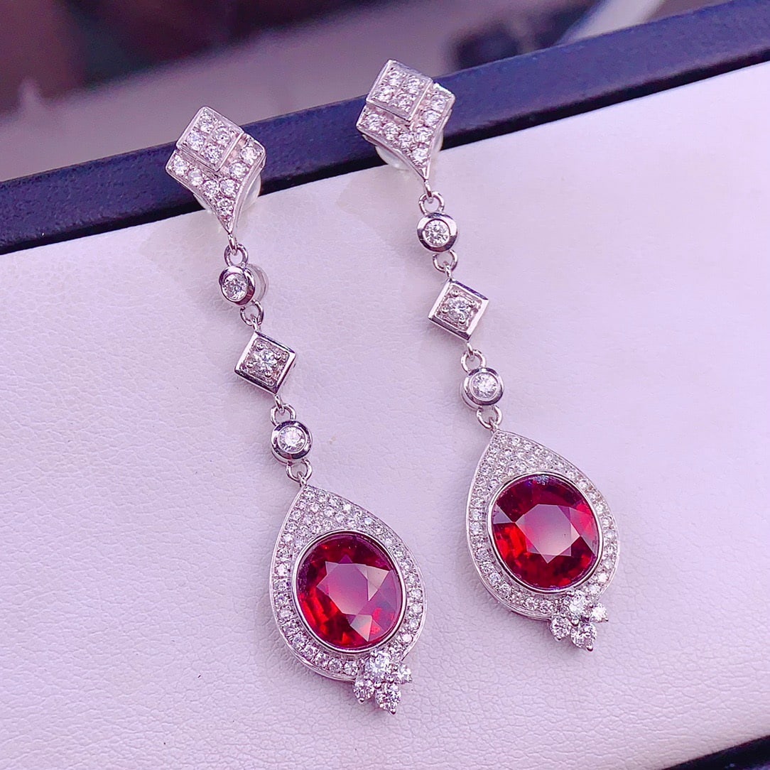 14k Gold 4 Ct Natural Tourmaline & Diamond Earrings - 3