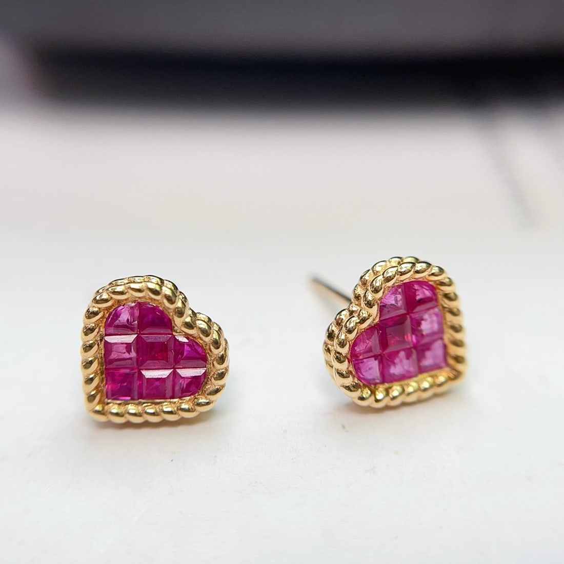 14k Gold 1.10 Ct Natural Ruby Earrings - 4