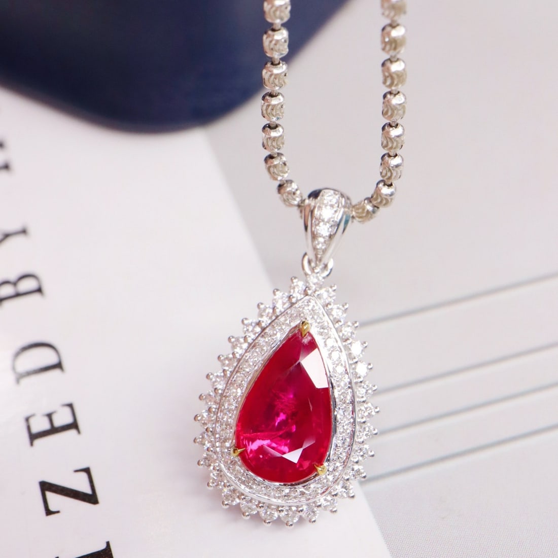 14k Gold 1.41 Ctw Natural Ruby & Diamond Pendant( Without Chain ) - 3