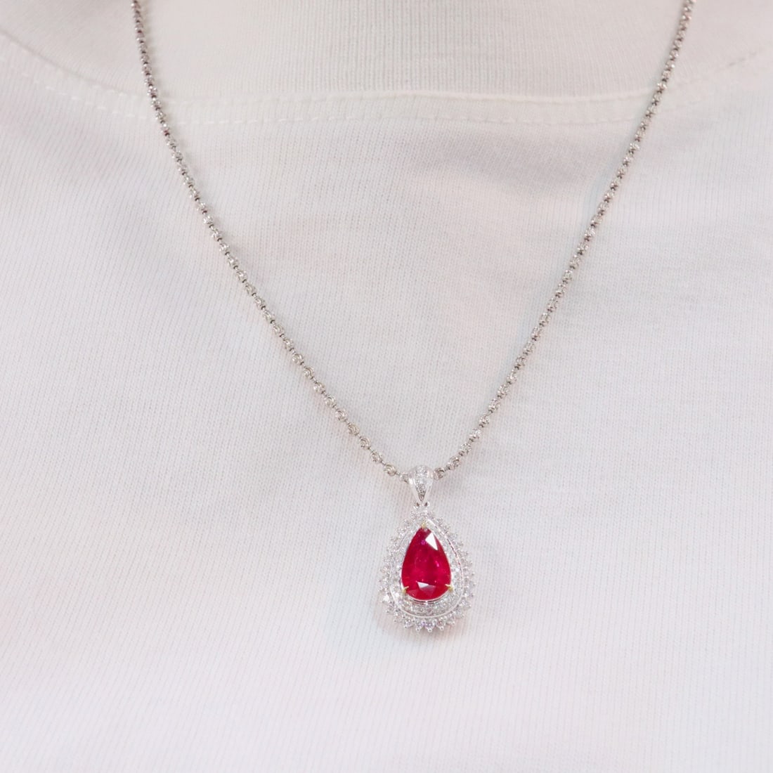 14k Gold 1.41 Ctw Natural Ruby & Diamond Pendant( Without Chain ) - 6