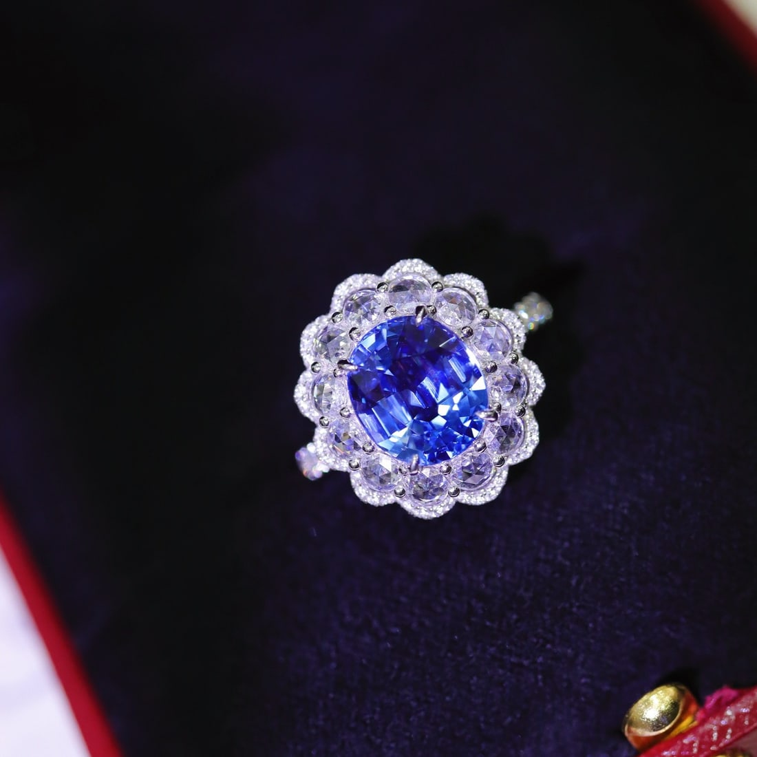 14k Gold 4.90 Ctw Natural Sapphire & Diamond Ring: Ref:231148343 // gold content:14k gold // ring size:7. 25us // // main gemstone:sapphire // shape:oval // carat weight:4. 01ct // color:blue // treatment:natural // // adjacent gemstone 2 : diamond //