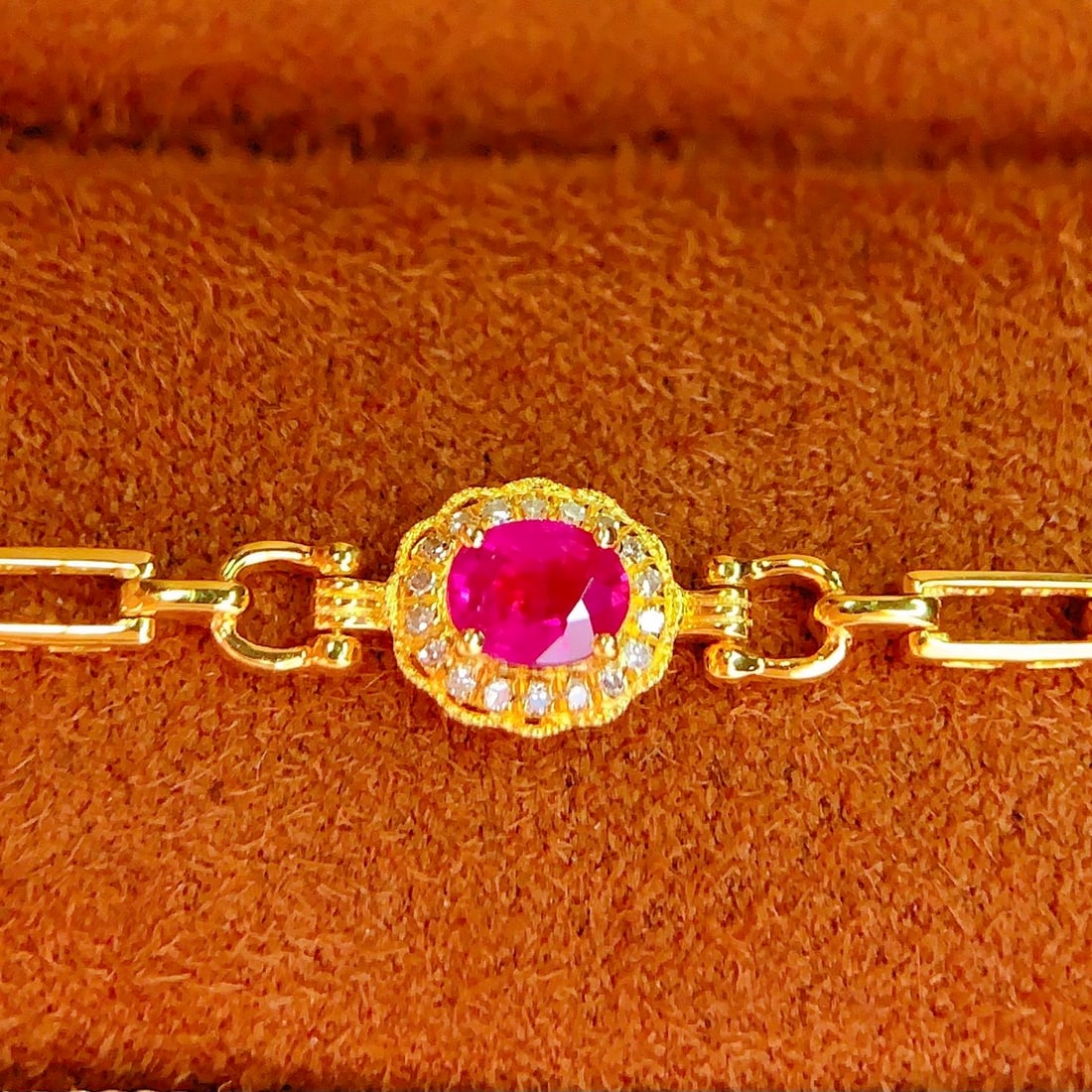 14k Gold 0.5 Ct Natural Ruby & Diamond Bracelet - 2