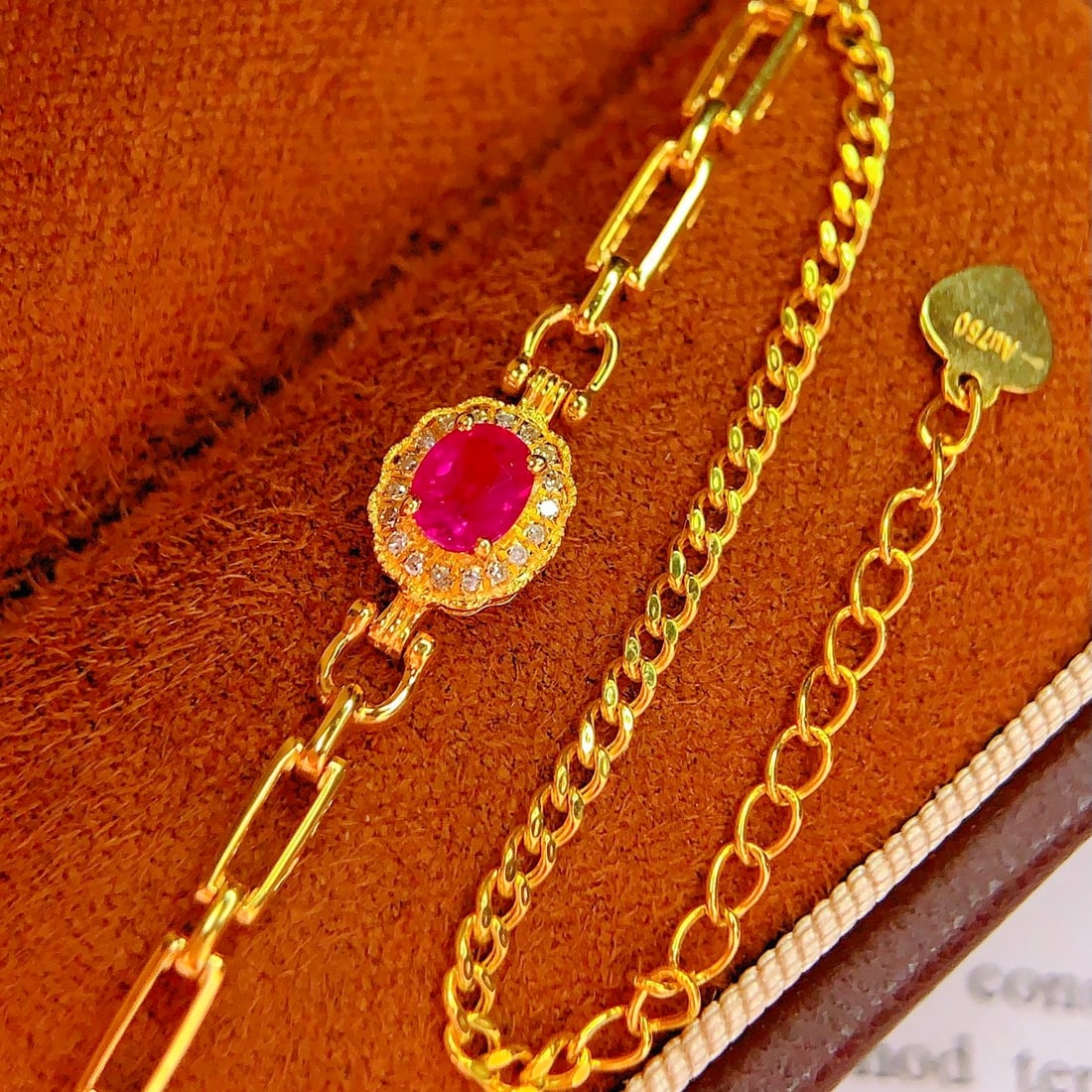 14k Gold 0.5 Ct Natural Ruby & Diamond Bracelet - 3