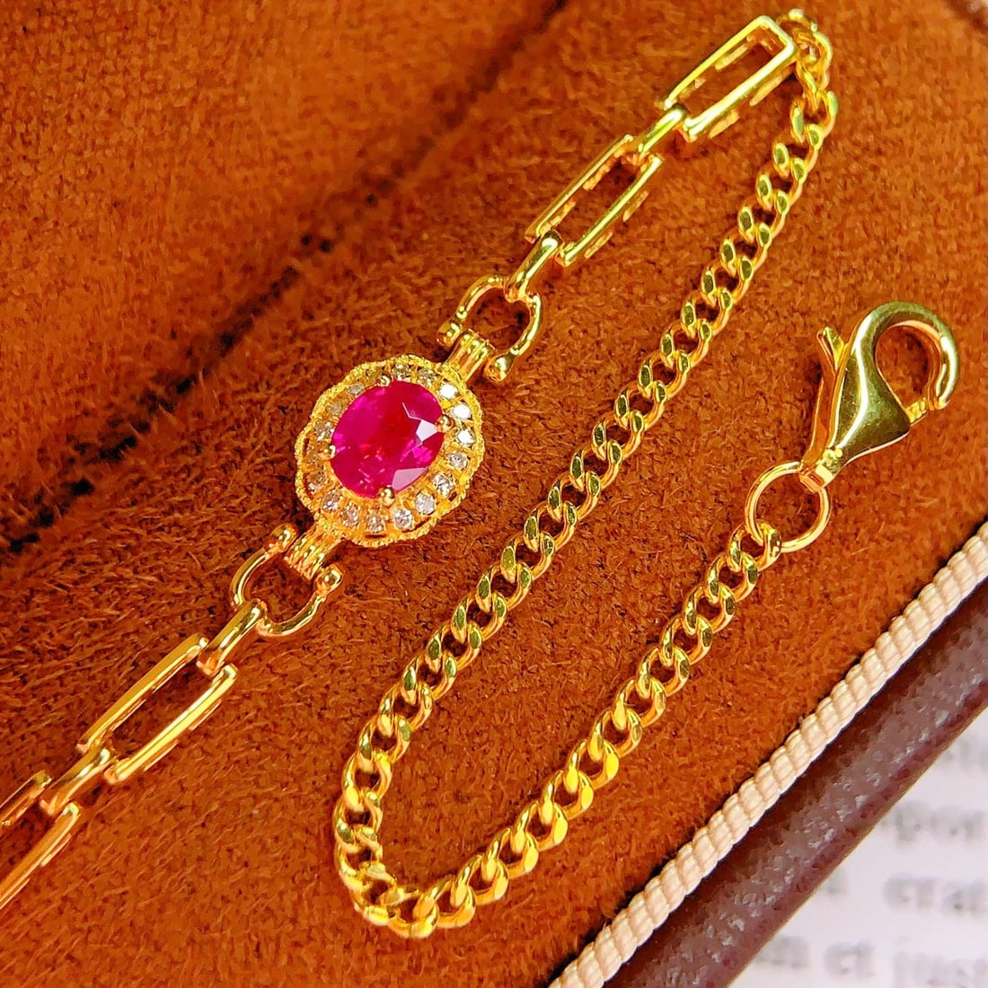 14k Gold 0.5 Ct Natural Ruby & Diamond Bracelet - 4