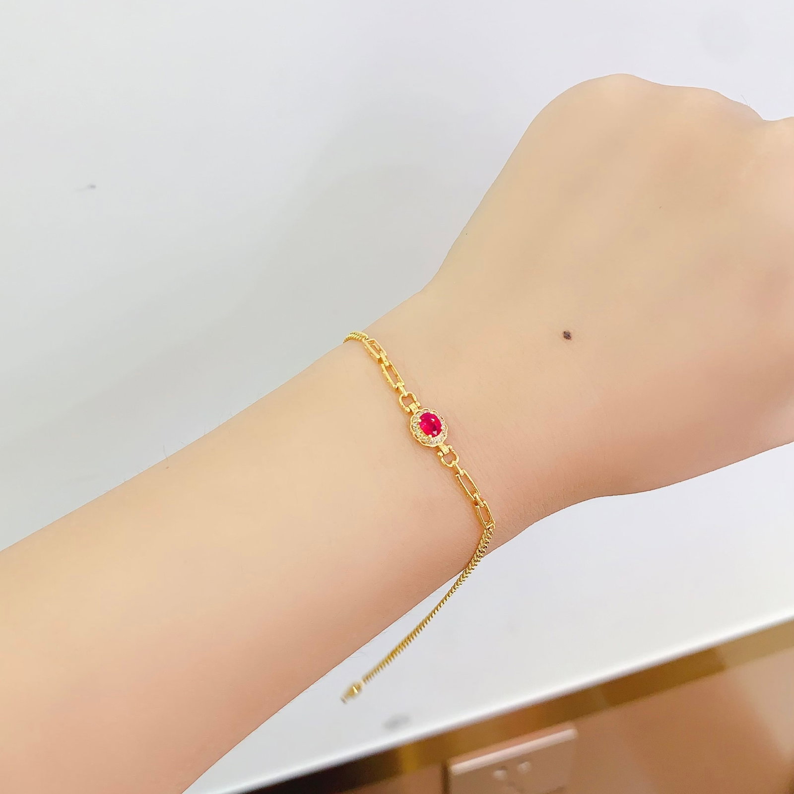 14k Gold 0.5 Ct Natural Ruby & Diamond Bracelet - 5