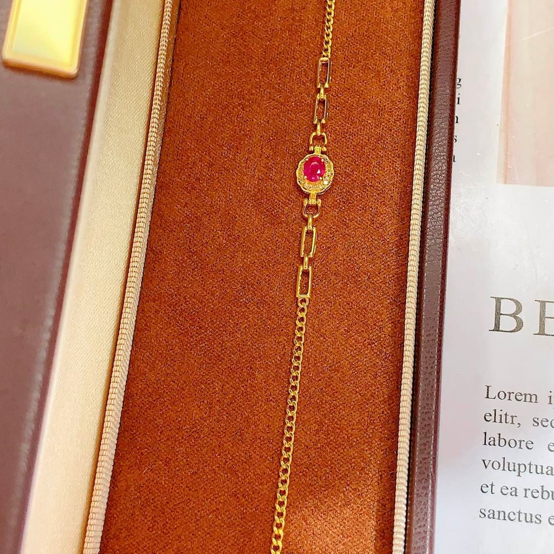14k Gold 0.5 Ct Natural Ruby & Diamond Bracelet - 6