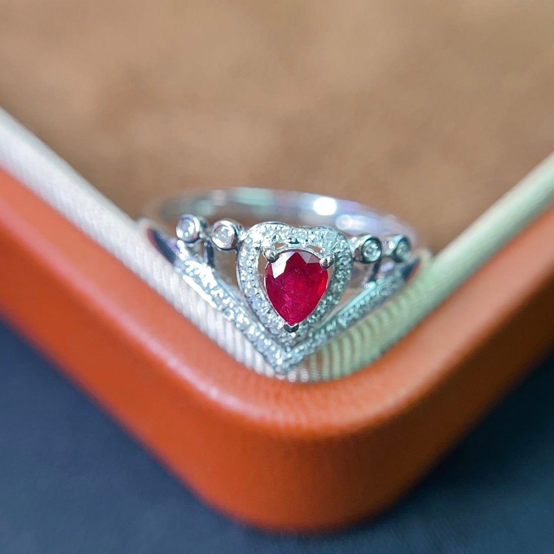 14k Gold 0.40 Ct Natural Ruby & Diamond Ring - 4
