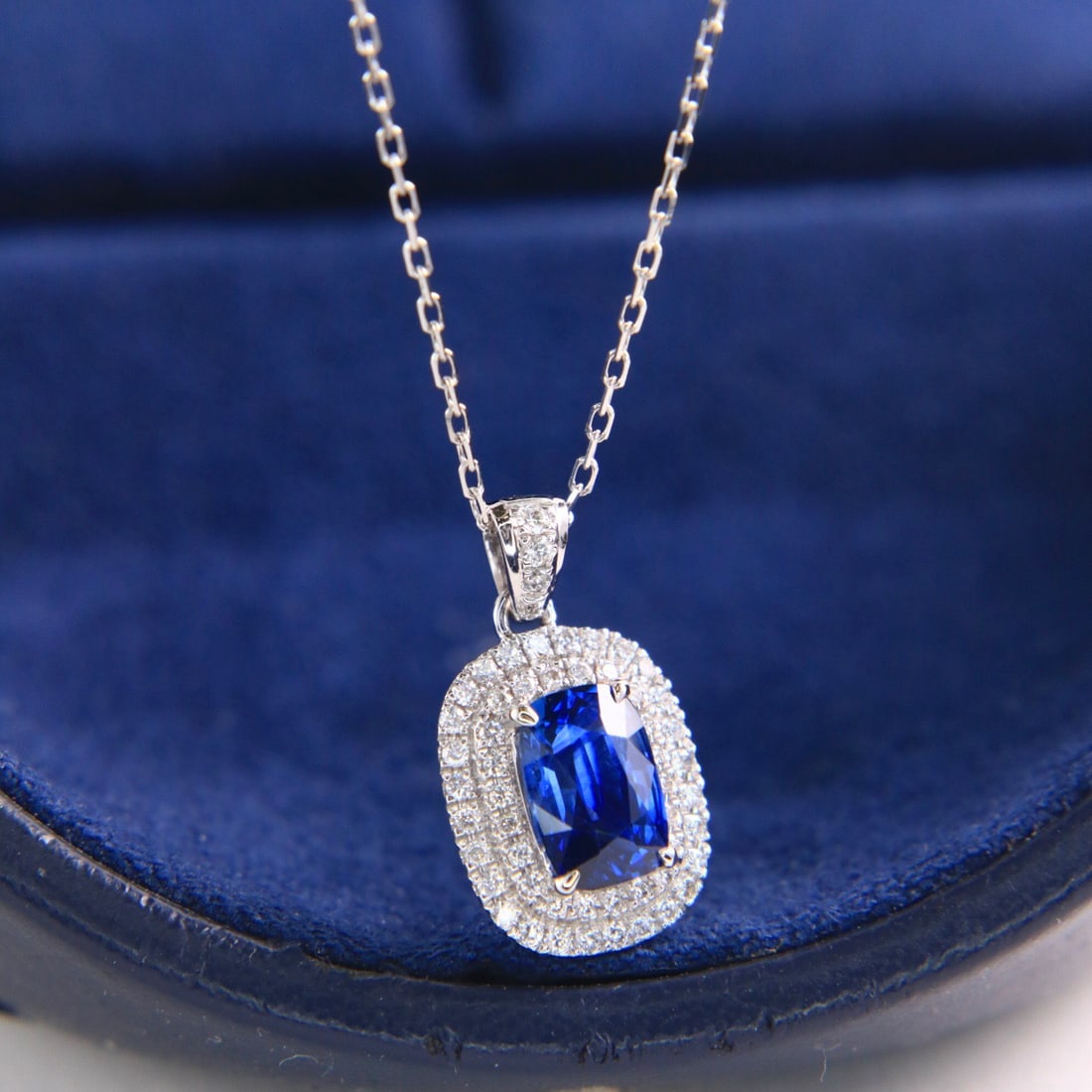 14k Gold 1.19 Ctw Natural Sapphire & Diamond Necklace - 2
