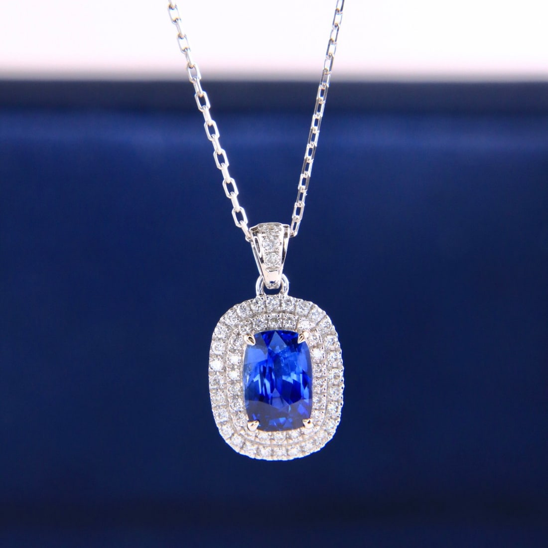 14k Gold 1.19 Ctw Natural Sapphire & Diamond Necklace - 4