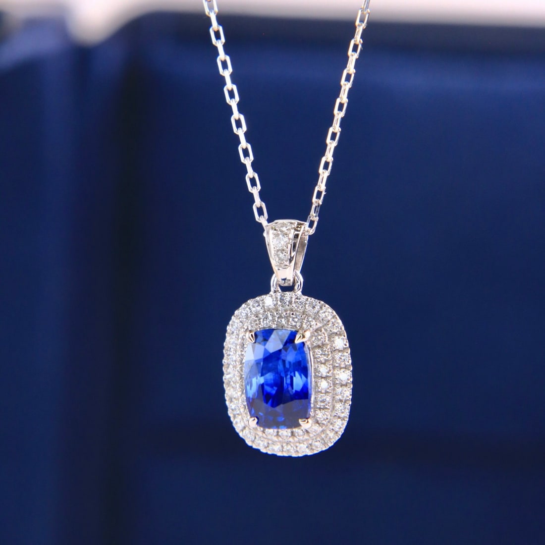 14k Gold 1.19 Ctw Natural Sapphire & Diamond Necklace - 5