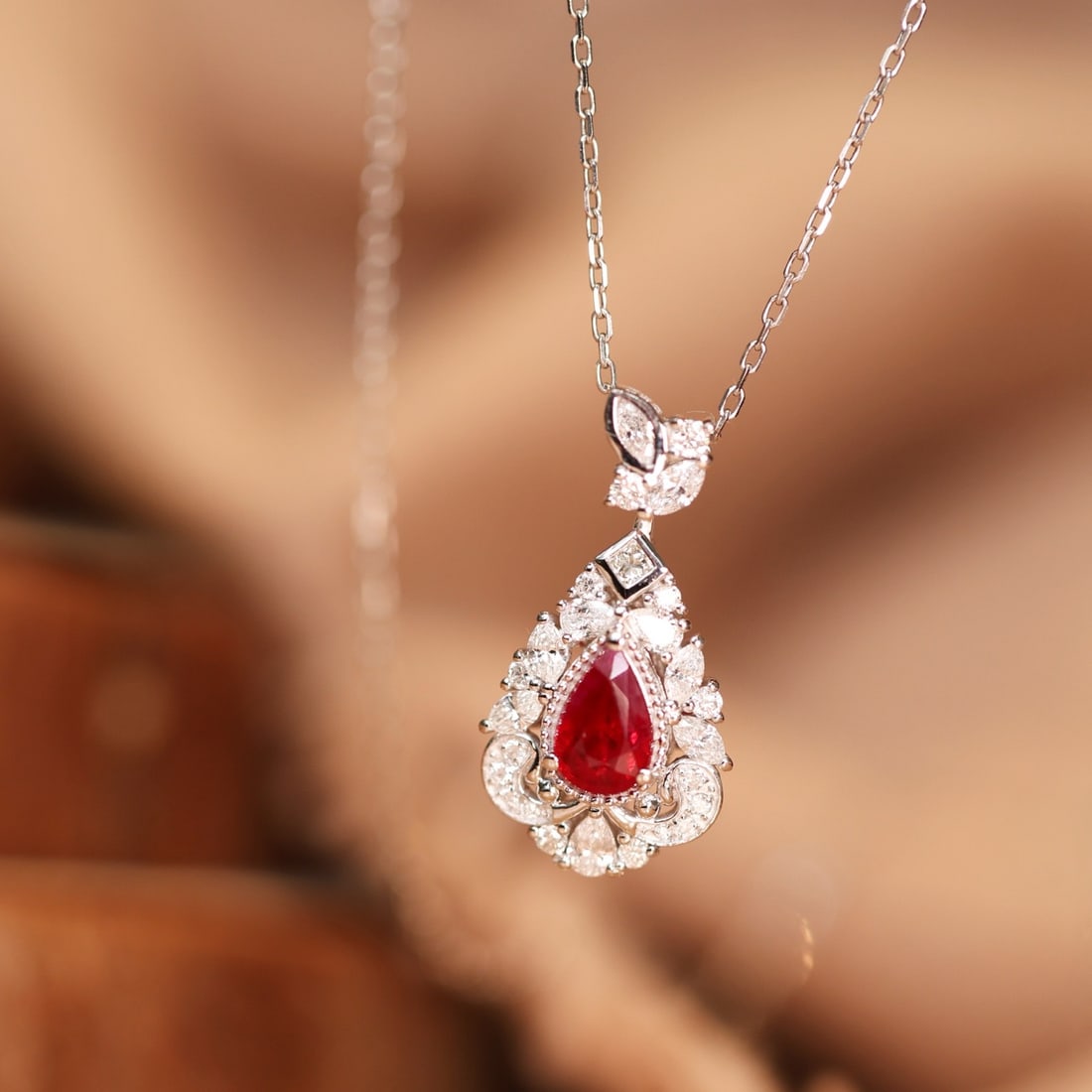 14k Gold 1.00 Ctw Natural Ruby & Diamond Pendant( Without Chain ): Ref:231148440 // gold content:14k gold // main gemstone:ruby // shape:pear // carat weight:0. 57ct // color:red // treatment:natural // // adjacent gemstone 2 : diamond // shape:multiple // carat