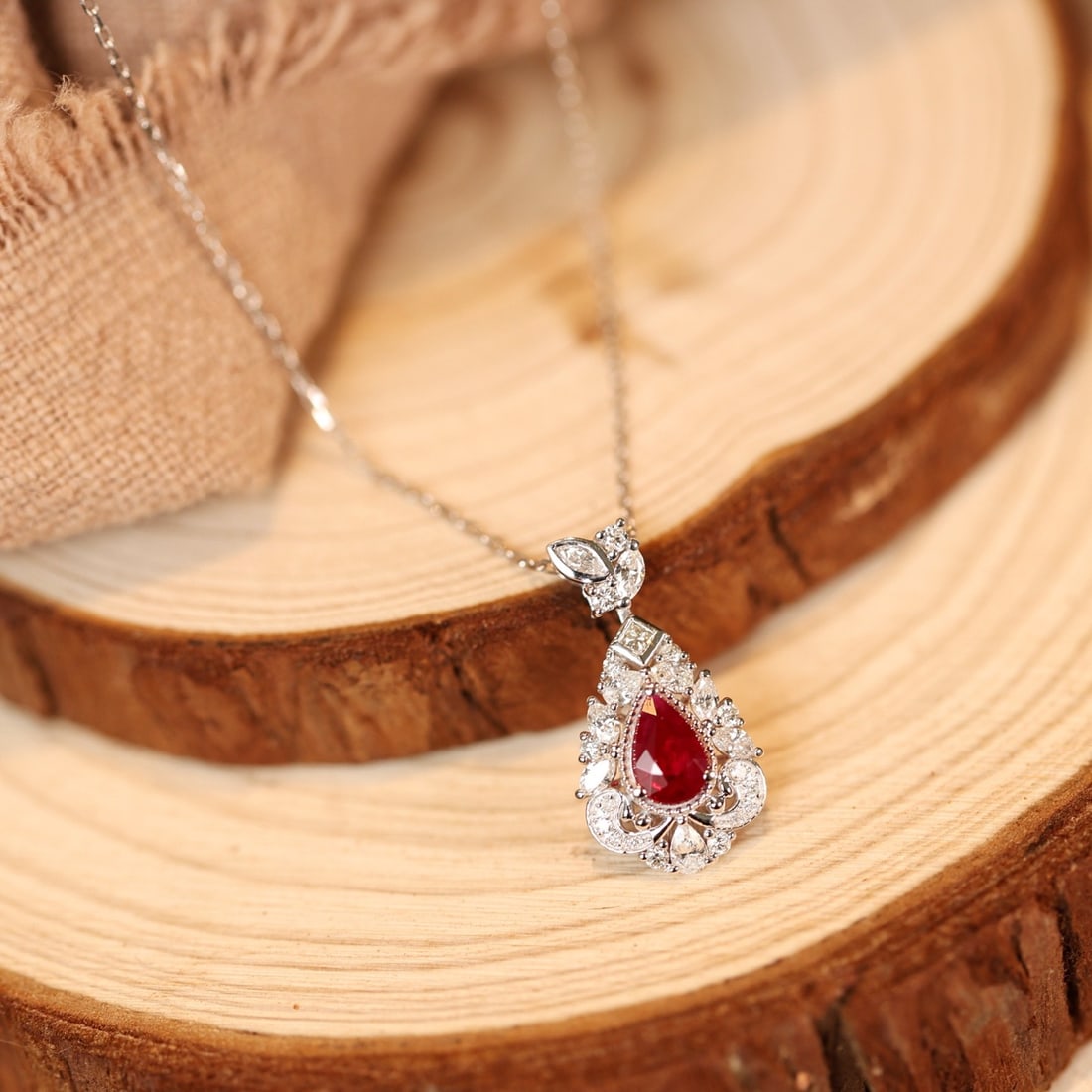 14k Gold 1.00 Ctw Natural Ruby & Diamond Pendant( Without Chain ) - 5