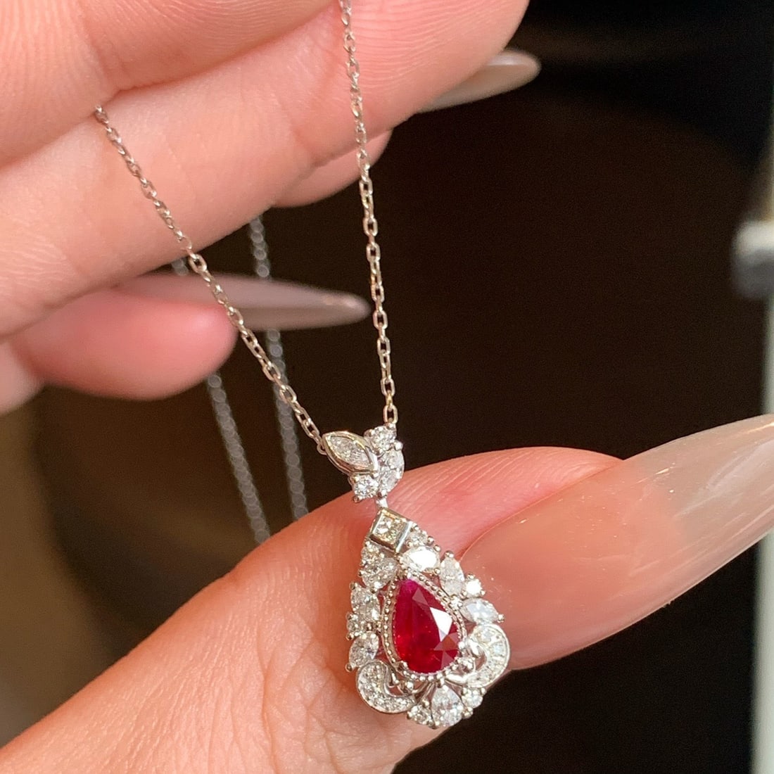 14k Gold 1.00 Ctw Natural Ruby & Diamond Pendant( Without Chain ) - 6