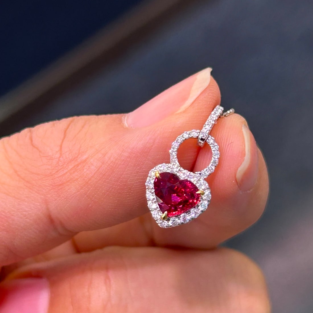 14k Gold 1.31 Ctw Natural Ruby & Diamond Pendant( Without Chain ) - 2
