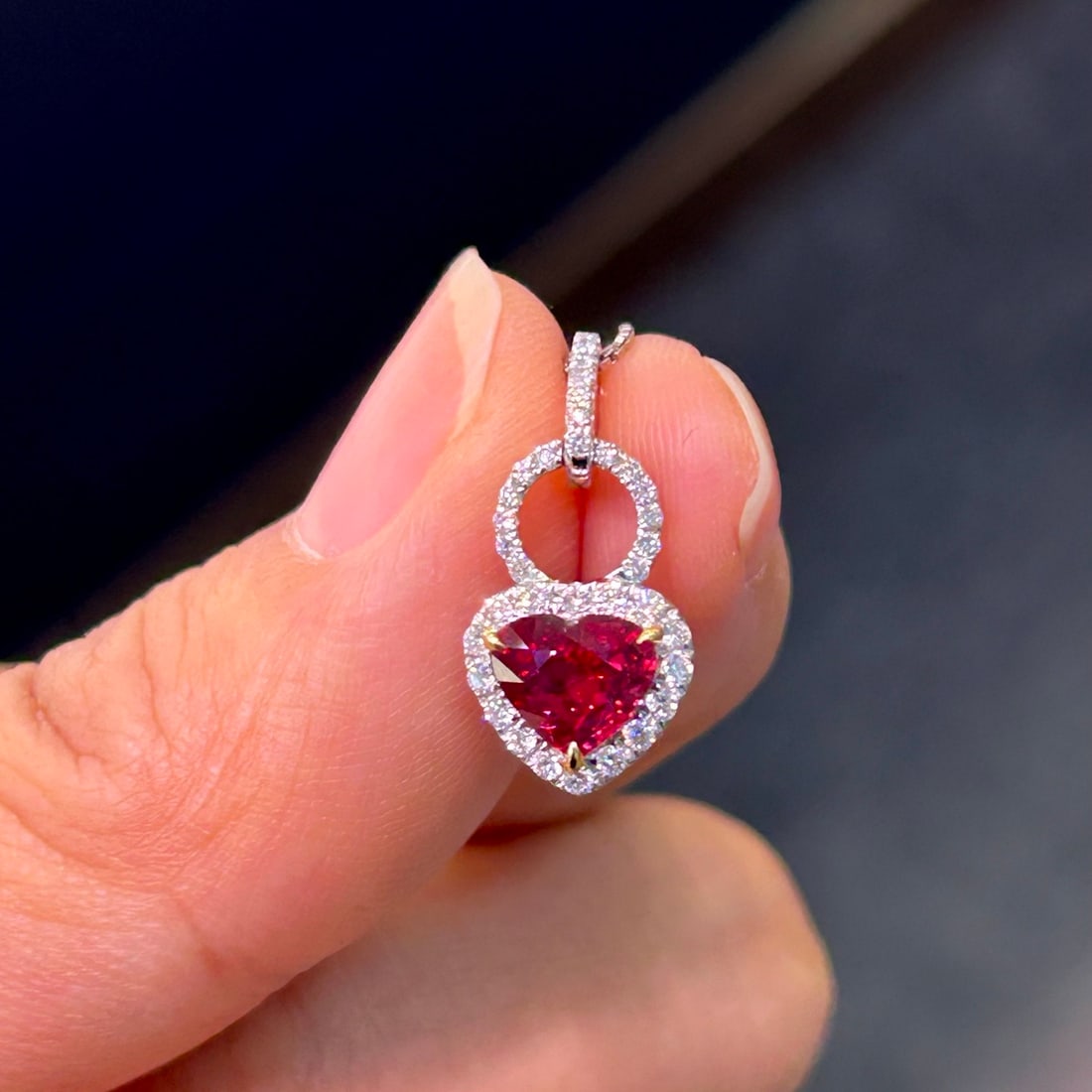 14k Gold 1.31 Ctw Natural Ruby & Diamond Pendant( Without Chain ) - 3