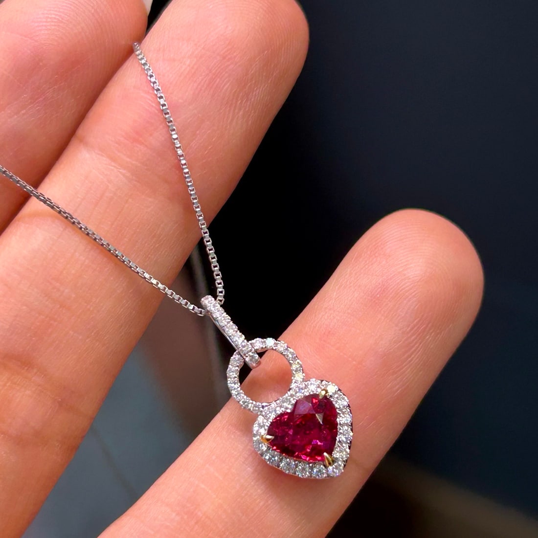 14k Gold 1.31 Ctw Natural Ruby & Diamond Pendant( Without Chain ) - 4
