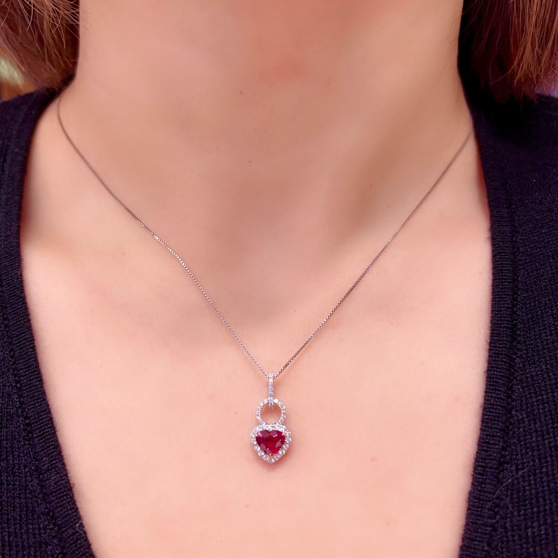 14k Gold 1.31 Ctw Natural Ruby & Diamond Pendant( Without Chain ) - 5