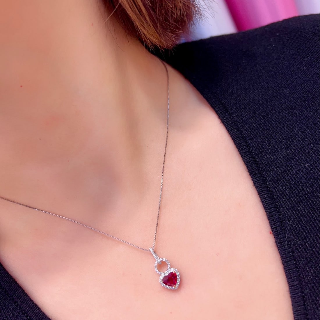 14k Gold 1.31 Ctw Natural Ruby & Diamond Pendant( Without Chain ) - 6