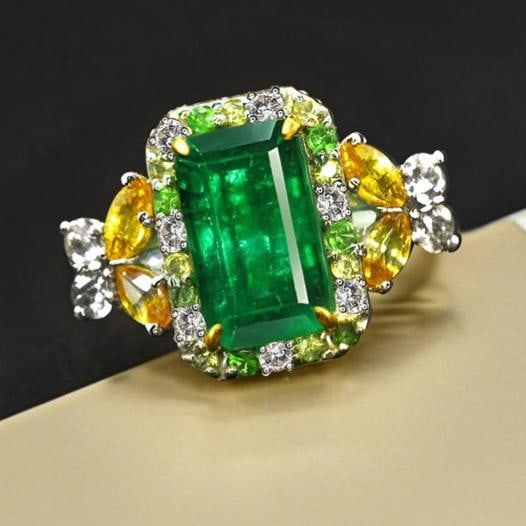 14k Gold 2.44 Ctw Natural Emerald & Sapphire Ring - 3