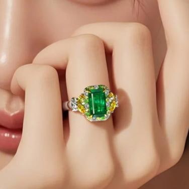 14k Gold 2.44 Ctw Natural Emerald & Sapphire Ring - 4