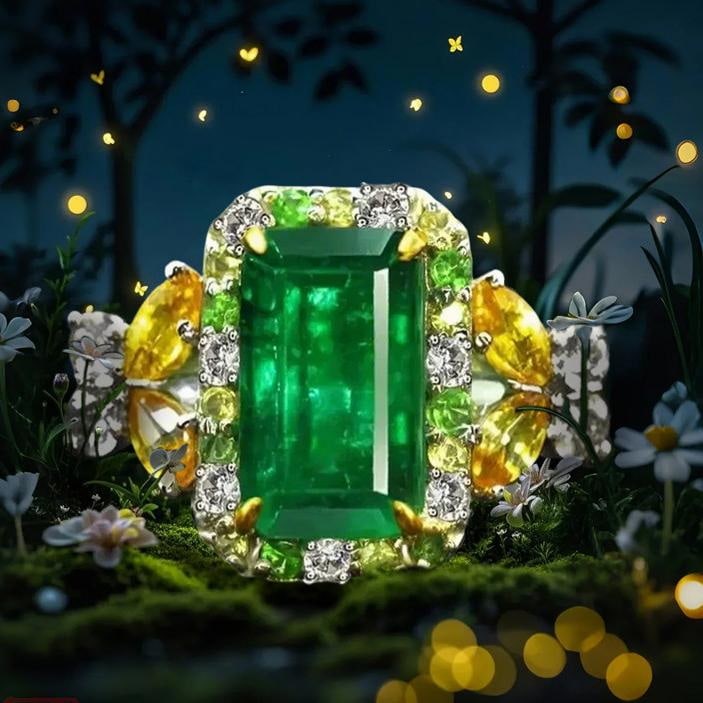 14k Gold 2.44 Ctw Natural Emerald & Sapphire Ring - 5