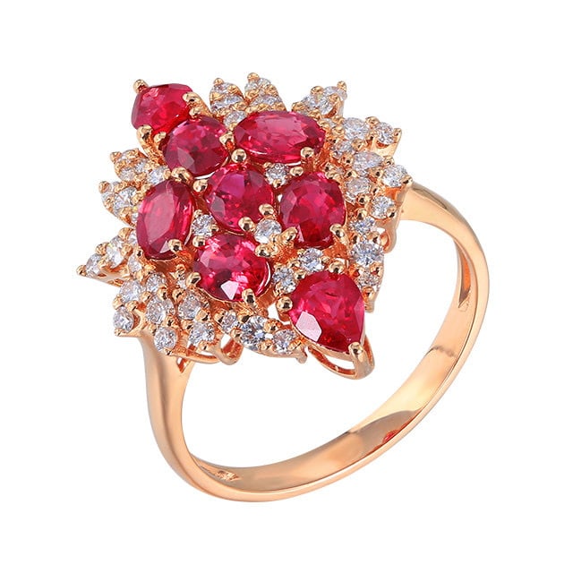14k Gold 2.78 Ctw Natural Ruby & Diamond Ring - 5