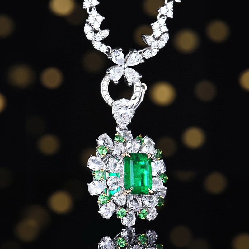 14k Gold 1.23 Ct Natural Emerald & Sapphire & Tsavorite & Diamond Pendant( Without Chain ) - 3