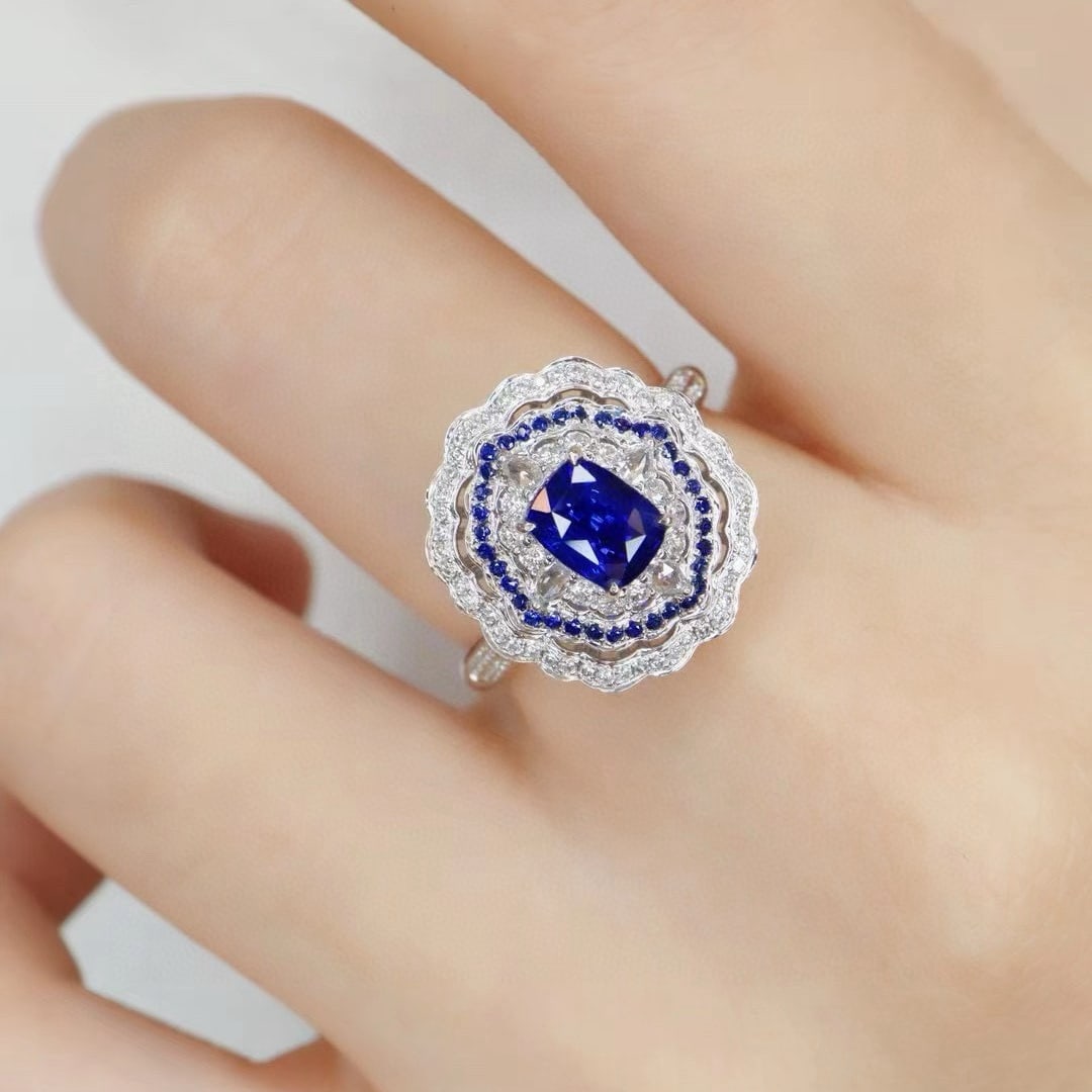 14k Gold 1.79 Ctw Natural Sapphire & Diamond Ring - 4