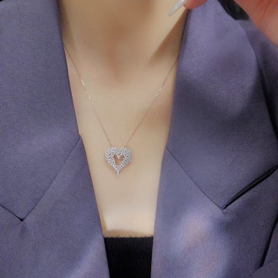 14k Gold 0.80 Ct Natural H Diamond Necklace - 5
