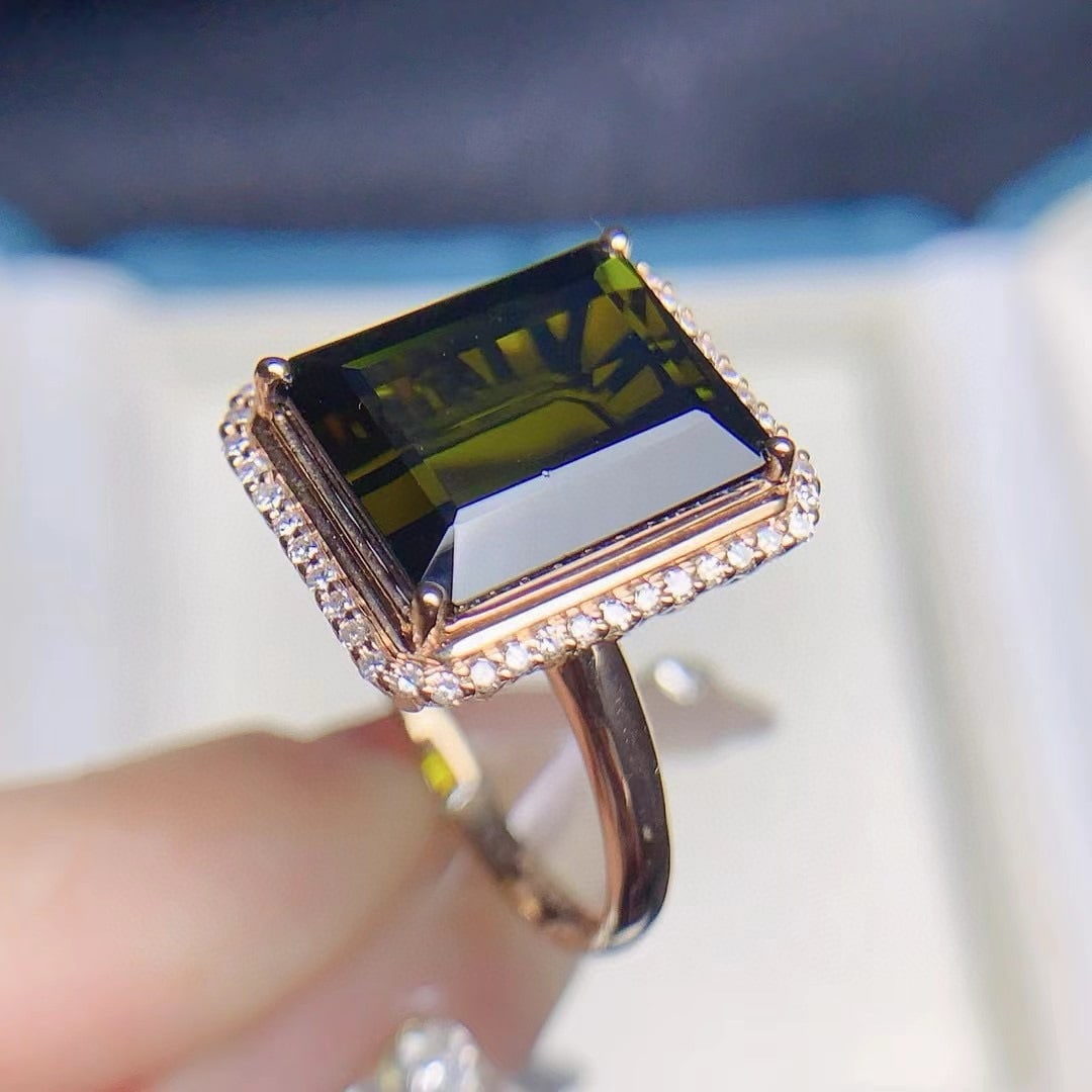 14k Gold 8.33 Ctw Natural Tourmaline & Diamond Ring - 2