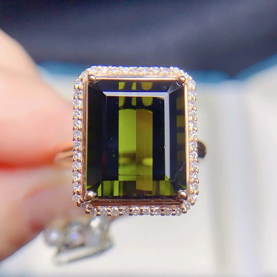 14k Gold 8.33 Ctw Natural Tourmaline & Diamond Ring - 3