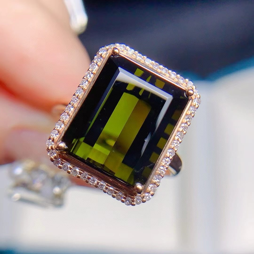 14k Gold 8.33 Ctw Natural Tourmaline & Diamond Ring - 4