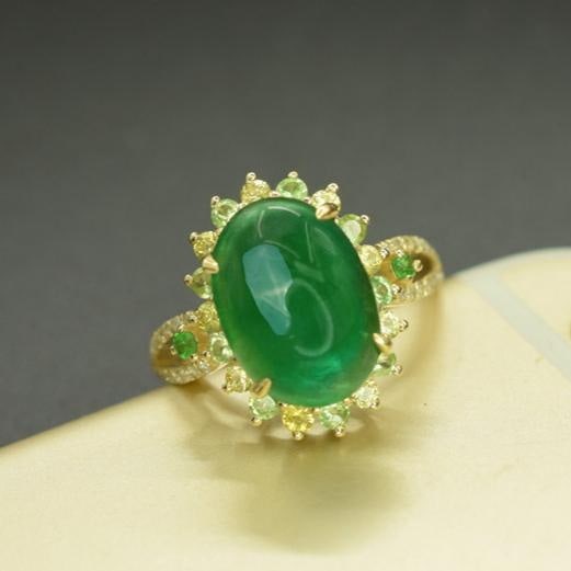 14k Gold 5.21 Ctw Natural Emerald & Sapphire Ring - 4