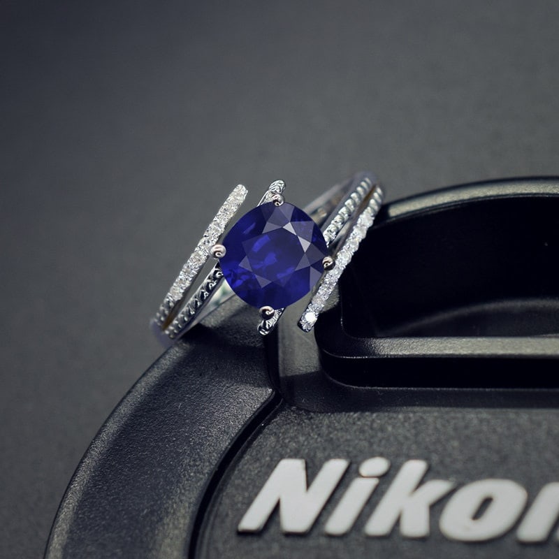 14k Gold 1.46 Ct Natural Sapphire & Diamond Ring - 2