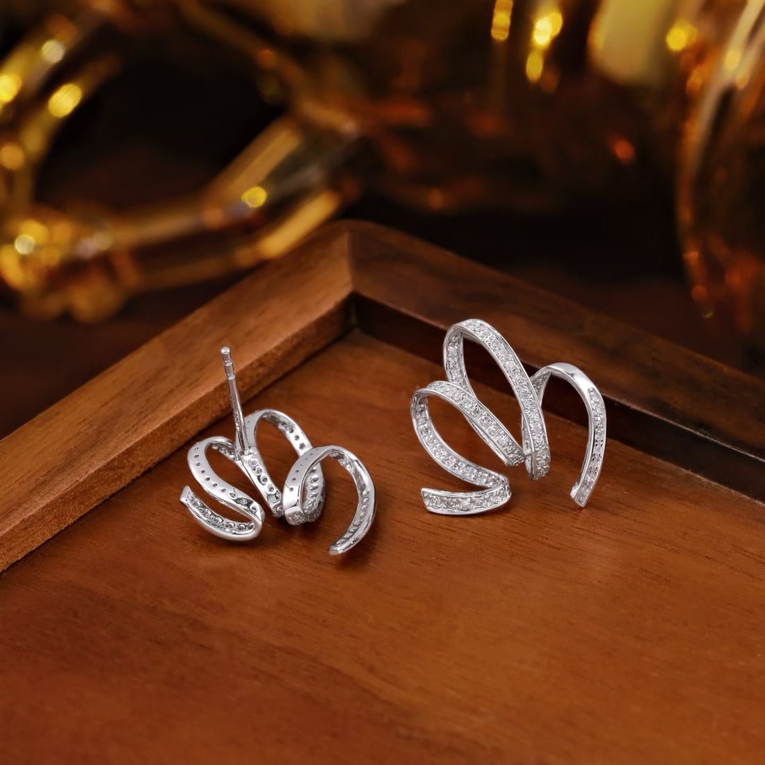 14k Gold 0.40 Ct Natural H Diamond Earrings - 4