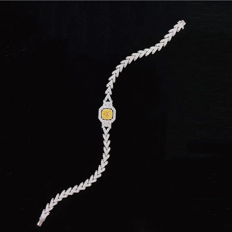 14k Gold 2.13 Ctw Natural Yellow Diamond & Diamond Bracelet - 5